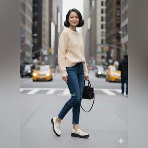 Quince Italian Leather Lug Sole Loafers Bone Ivory Platform Shoes Size 9.5 NWB